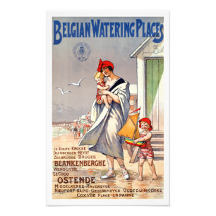Vintage Belgien Strände Reiseplakat Fotodruck