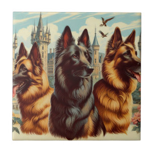 Vintage belgische Tervuren-Malerei Fliese
