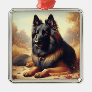 Vintage belgische Tervuren-Malerei Ornament Aus Metall