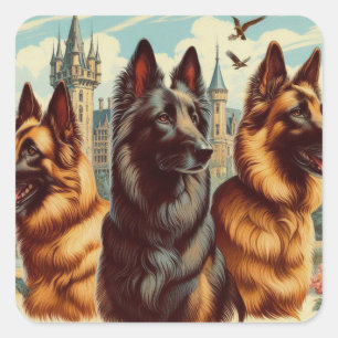 Vintage belgische Tervuren-Malerei Quadratischer Aufkleber