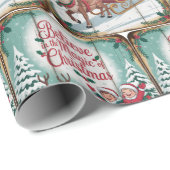 Vintage Believe Holiday Christmas Geschenkpapier (Rolleneckpunkt)