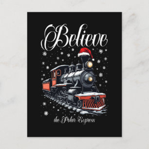 Vintage Believe Weihnachtszug Feiertagspostkarte