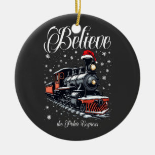 Vintage Believe Weihnachtszug Keramik Ornament
