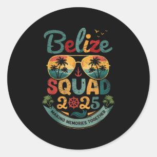 Vintage Belize Squad 2025 Tropischer Strandurlaub Runder Aufkleber