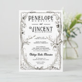 Vintage Bell Flowers on White Wedding Invitation  Einladung (Stehend Vorderseite)