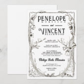 Vintage Bell Flowers on White Wedding Invitation  Einladung (Vorne/Hinten)