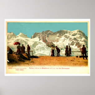 Vintage Belle époque Szene, Schweizer Alpen Poster