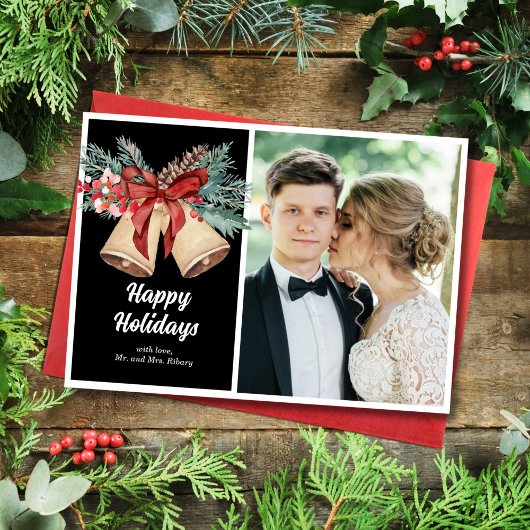 Vintage Bells Flat Holiday Card Feiertagskarte