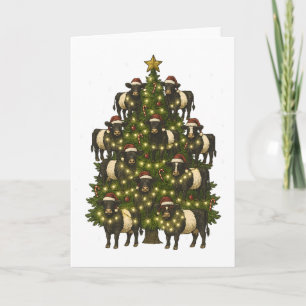 Vintage Beltie-Kuh Belted Galloway Weihnachtsbaum Karte