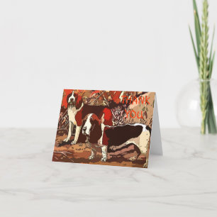 Vintage bemalte Beagles Danke Notizkarte