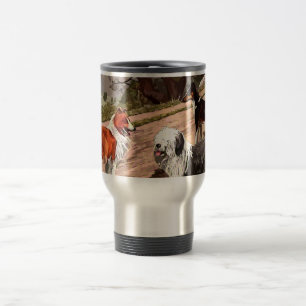 Vintage bemalte Collies Aluminium-Reisebecher Reisebecher