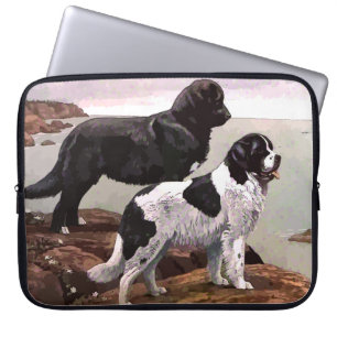 Vintage bemalte Neufundländer Laptop-Hülle Laptopschutzhülle