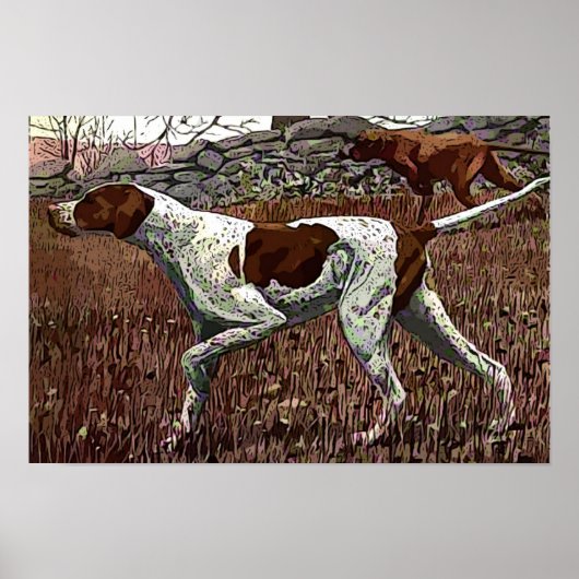 Vintage bemalte Pointer Leinwanddruck Poster (Vorne)