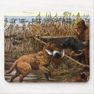 vintage bemalte Retriever mit Jäger-Mauspad Mousepad