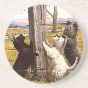 Vintage bemalte Terriers Untersetzer