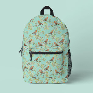 Vintage bemaltes Muster des Europäischen Rotkehlch Bedruckter Rucksack