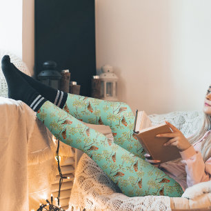 Vintage bemaltes Rotkehlchen-Muster Leggings