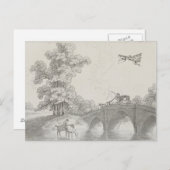 Vintage bemannte Flugmaschine Zeichnend Kunst Postkarte (Vorne/Hinten)