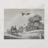 Vintage bemannte Flugmaschine Zeichnend Kunst Postkarte (Vorderseite)