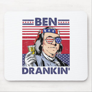Vintage Ben Trinkend Lustiger 4. Juli Trinkpräside Mousepad