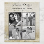 Vintage benutzerdefinierte Fotocollage Hochzeit Weinetikett (Einzelnes Label)