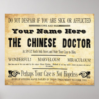 Vintage benutzerdefiniertes chinesisches Arzt-Schi Poster