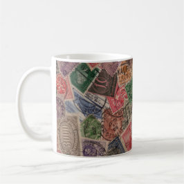 Vintage benutzte Porto-Briefmarken-Collage Kaffeetasse