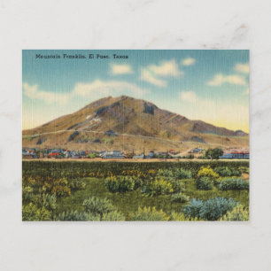 Vintage, Berg Franklin, El Paso, Texas Postkarte