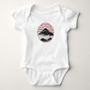 Vintage-Berg-Japanische-Kunst-Landschaft Baby Strampler
