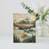 Vintage Berge Pinienwälder Naturerlebnis Postkarte (Stehend Vorderseite)