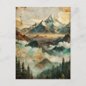 Vintage Berge Pinienwälder Naturerlebnis Postkarte (Vorderseite)