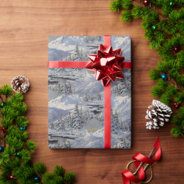 Vintage Berglandschaft mit Schnee Geschenkpapier