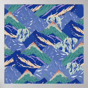Vintage Berglandschaft nahtlos. Dunkel Poster