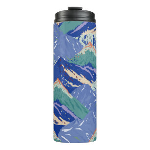 vintage Berglandschaft nahtloses Muster. Dunkel Thermosbecher