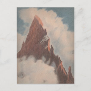 Vintage Berglandschaft Wolken Schnee einzigartig Postkarte