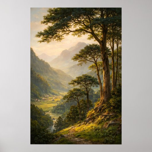Vintage Berglandschaftsposter, Serene Wald Poster (Vorne)