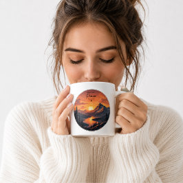 Vintage Bergsonnenuntergang-Kaffeetasse | Retro Na Kaffeetasse