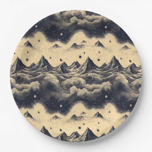 Vintage Bergwolkenlandschaft (3) Pappteller (Vorderseite)