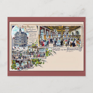 Vintage Berlin 1890er Jahre Bierpalast Litho Postkarte