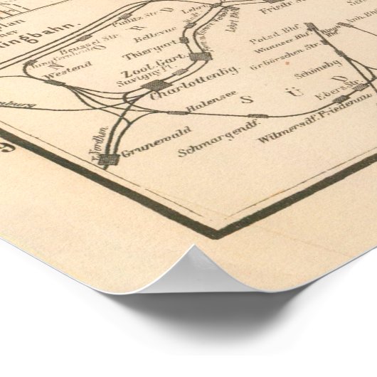 Vintage Berlin Germany Map (1899) Poster (Ecke)