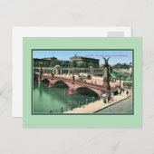 Vintage Berliner Alte Nationalgalerie, Brücke Postkarte (Vorne/Hinten)