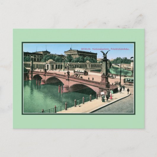 Vintage Berliner Alte Nationalgalerie, Brücke Postkarte (Vorderseite)