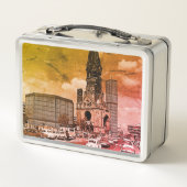 Vintage Berliner Kaiser-Wilhelm-Gedächtniskirche Metall Brotdose (Rückseite)