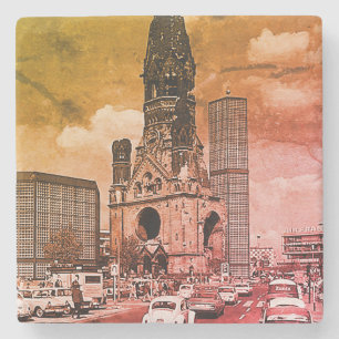 Vintage Berliner Kaiser-Wilhelm-Gedächtniskirche Steinuntersetzer