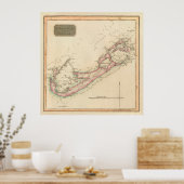 Vintage Bermuda-Karte (1816) Poster (Küche)