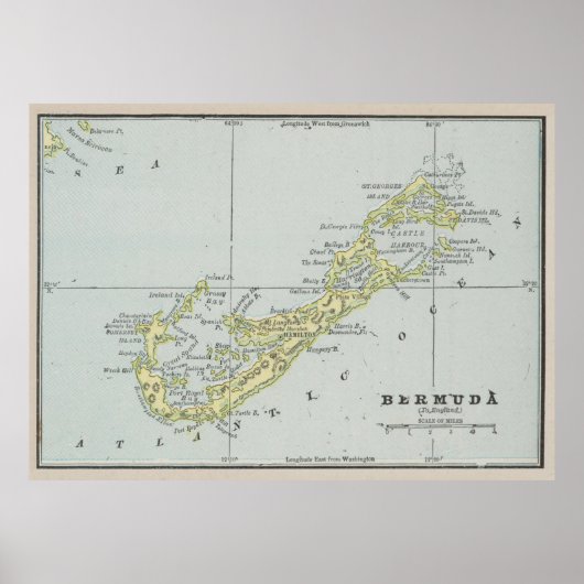 Vintage Bermuda-Karte (1901) Poster (Vorne)