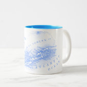 Vintage Bermuda-Karte, hellblau Zweifarbige Tasse (VorderseiteRechts)