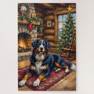 Vintage Berner Sennenhund gemütliche Weihnachtshüt Puzzle