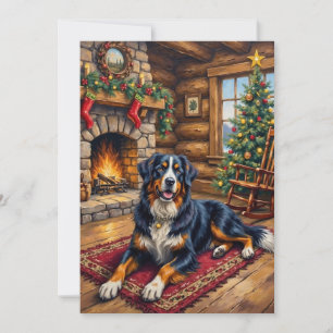 Vintage Berner Sennenhund gemütliche Weihnachtskab Feiertagskarte