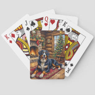 Vintage Berner Sennenhund in gemütlicher Weihnacht Spielkarten